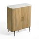 Cid Jolie Accent Cabinet | 47" Marble Top | Reeded Mango Wood | 2 Doors