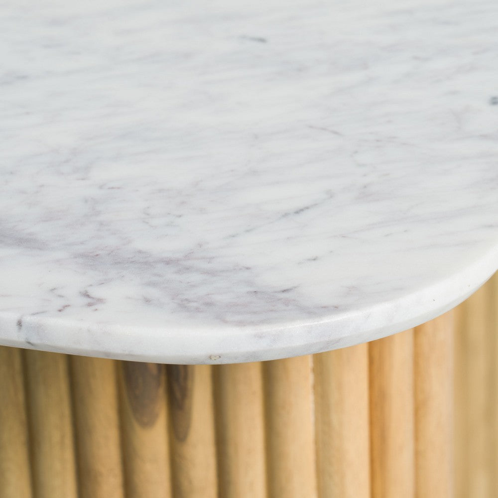 Cid Jolie Sofa Console Table | Marble Top | Fluted Mango Wood Body | 47’’ BM338226