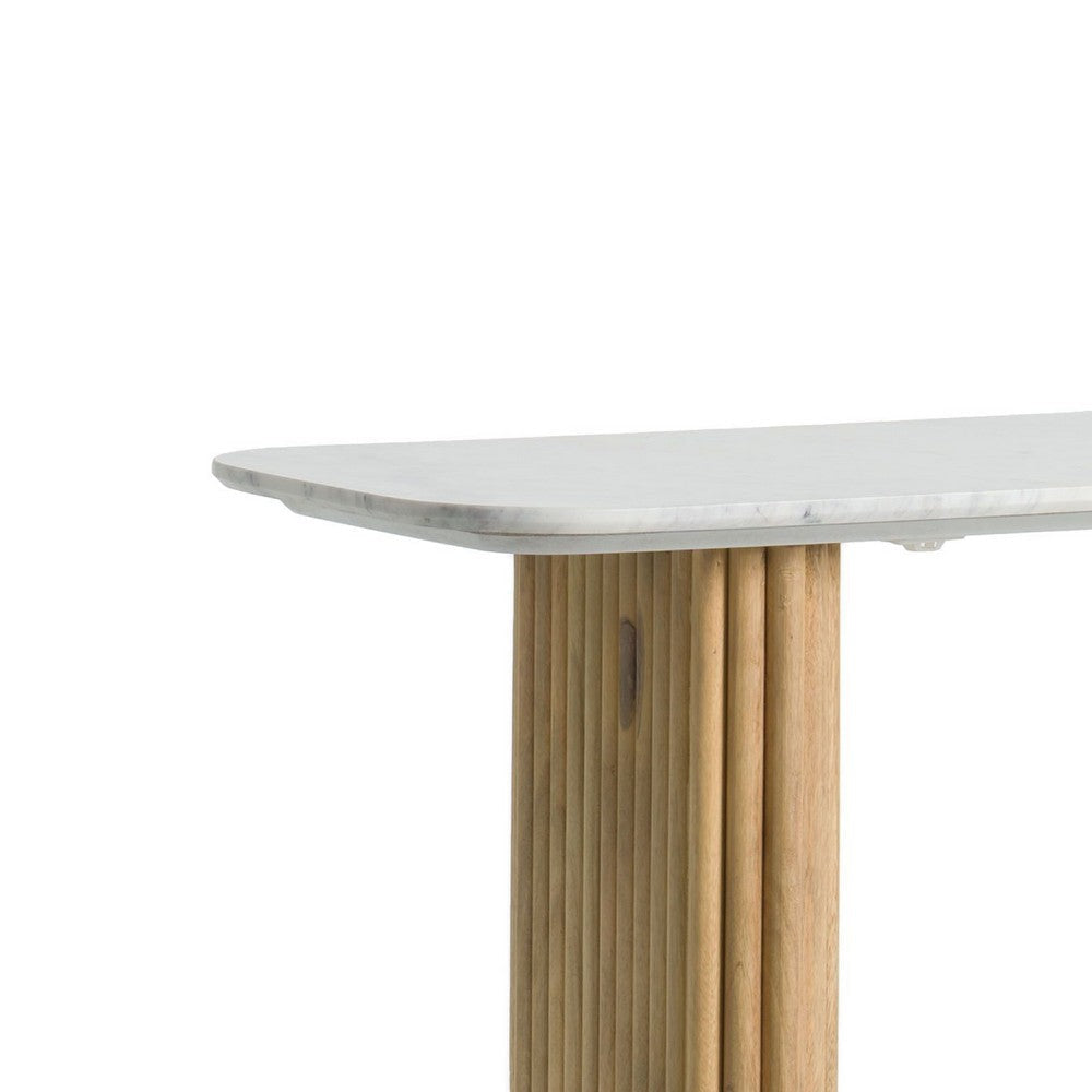 Cid Jolie Sofa Console Table | Marble Top | Fluted Mango Wood Body | 47’’ BM338226