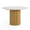Cid Jolie Dining Table | Fluted Brown Wood | Round Carrara Marble Top | 47"