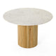 Cid Jolie Dining Table | Fluted Brown Wood | Round Carrara Marble Top | 47"