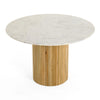 Cid Jolie Dining Table | Fluted Brown Wood | Round Carrara Marble Top | 47"
