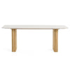 Cid Jolie Dining Table | Fluted Brown Wood | 79" Carrara Marble Top