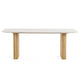 Cid Jolie Dining Table | Fluted Brown Wood | 79" Carrara Marble Top