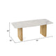 Cid Jolie Dining Table | Fluted Brown Wood | 79’’ Carrara Marble Top BM338228