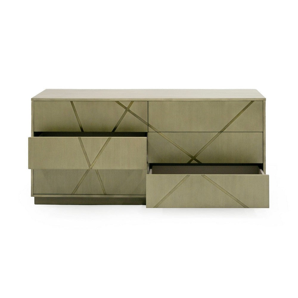 Cid Ren Dresser | 6 Drawers w Double X Detail | 66’’ | Brown Birch Veneer BM338230