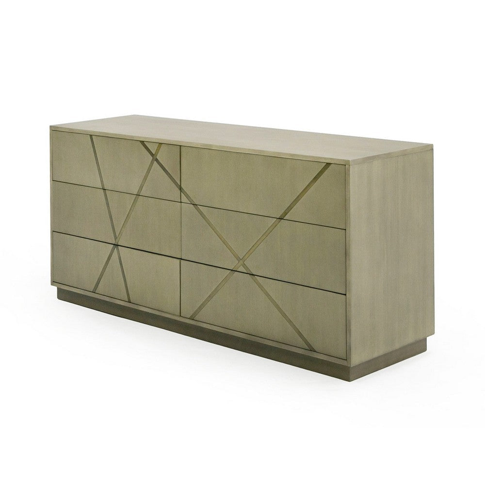 Cid Ren Dresser | 6 Drawers w Double X Detail | 66’’ | Brown Birch Veneer BM338230