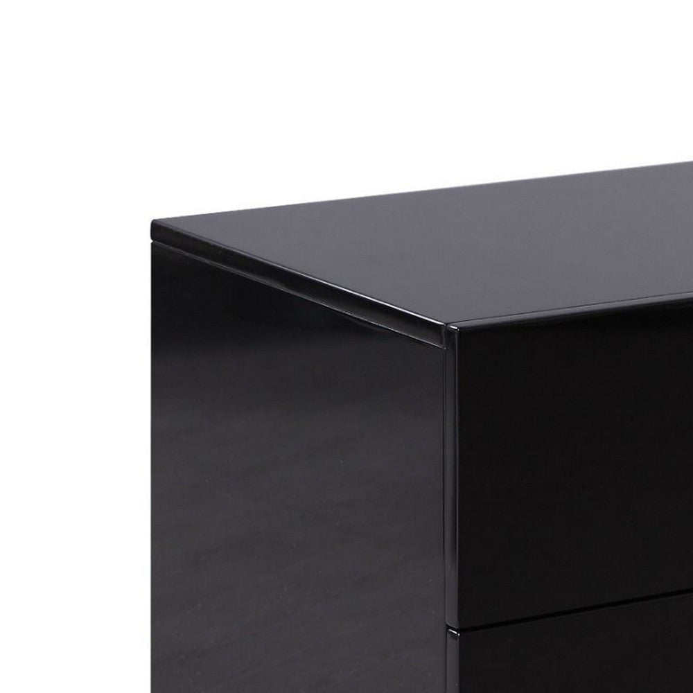 Cid Inji Dresser | 6 Drawers w Vertical Handles | 66’’ | Glossy Black Wood BM338231