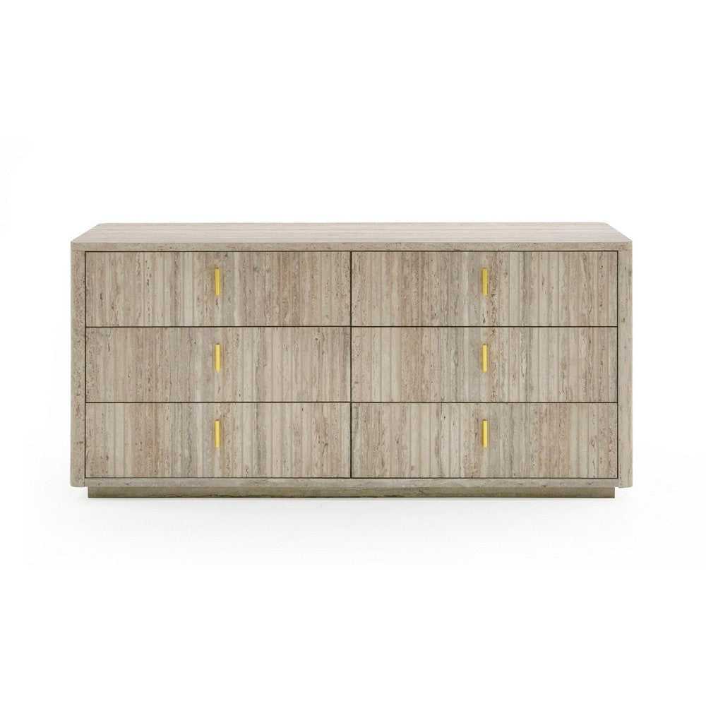 Noe Mali Dresser | 6 Drawers w Metal Handles | 68’’ | Gray Laminate BM338232