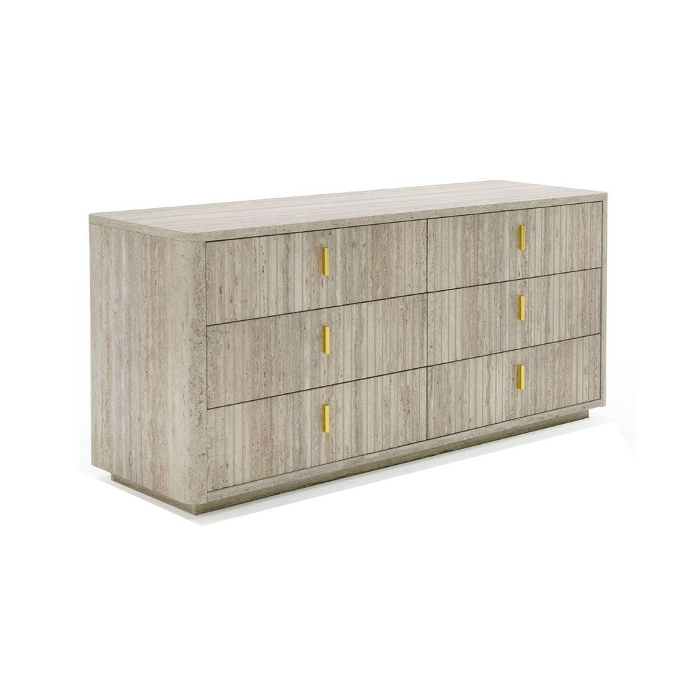 Noe Mali Dresser | 6 Drawers w Metal Handles | 68" | Gray Laminate