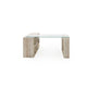Noe Mali L Shaped Desk | Faux Travertine| 63’’ Glass Top BM338233