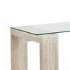Noe Mali L Shaped Desk | Faux Travertine| 63’’ Glass Top BM338233