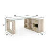 Noe Mali L Shaped Desk | Faux Travertine| 63’’ Glass Top BM338233