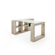 Noe Mali L Shaped Desk | Faux Travertine| 63" Glass Top