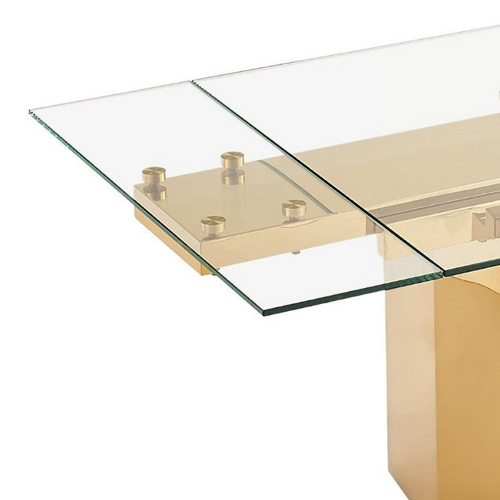 Cid Naso Dining Table | 71-94’’ Extendable Glass Top | Gold Steel Base BM338235