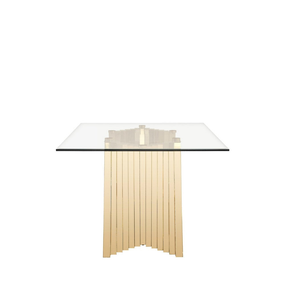 Cid Boky Dining Table | 87’’ Top | Gold Stainless Steel Artisan Base BM338236