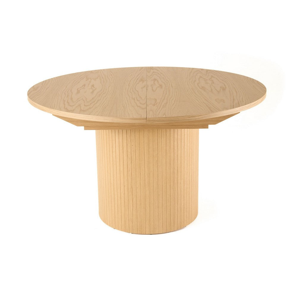 Cid Kimi Dining Table | Round 51-71" Extendable Top | Brown Plywood Base