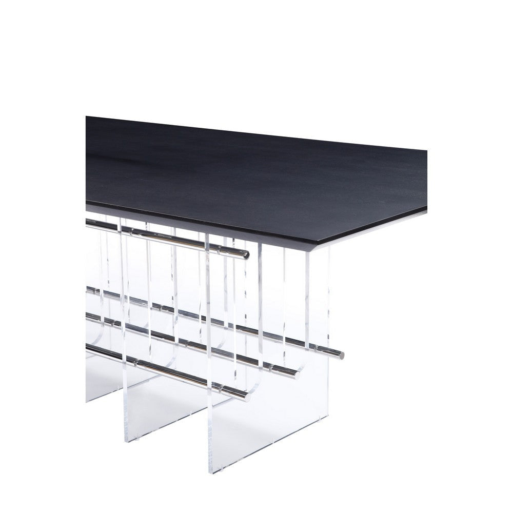 Cid Invo Dining Table | Black Oak Veneer | Acrylic & Steel Base | 94’’ BM338238