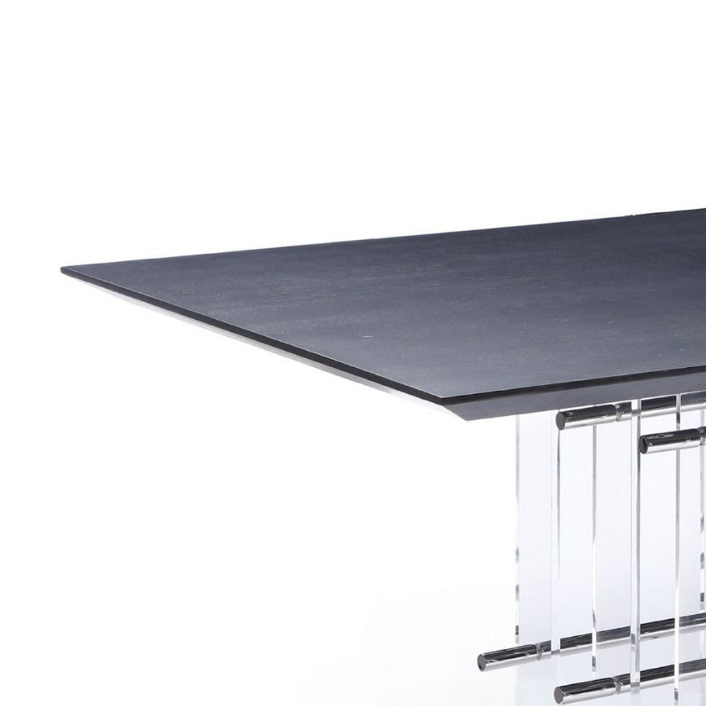 Cid Invo Dining Table | Black Oak Veneer | Acrylic & Steel Base | 94’’ BM338238