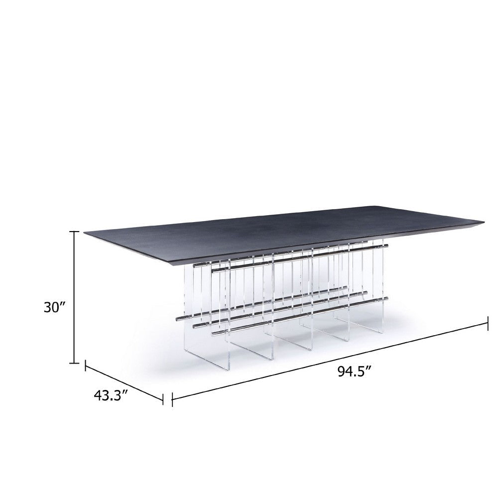 Cid Invo Dining Table | Black Oak Veneer | Acrylic & Steel Base | 94’’ BM338238