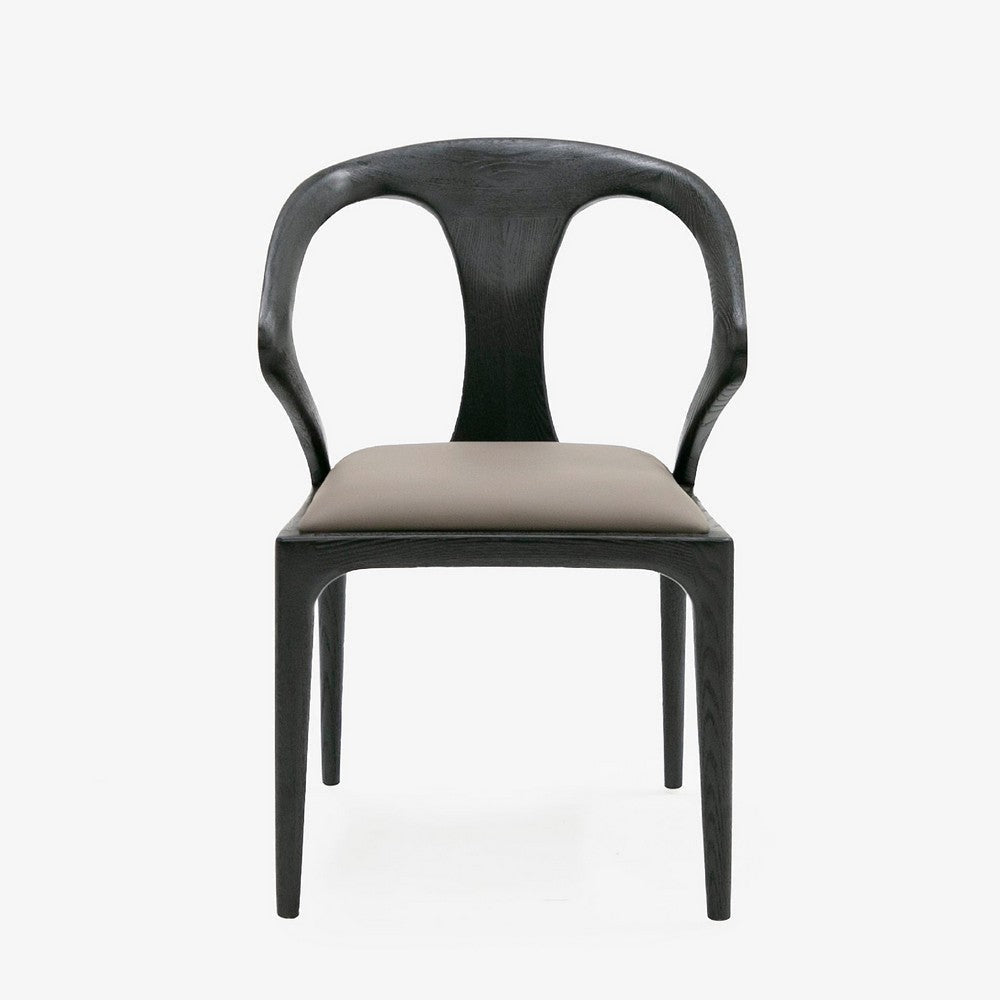 Cid Syla Dining Chair | Black Ash Wood Frame | Faux Leather Seat BM338240