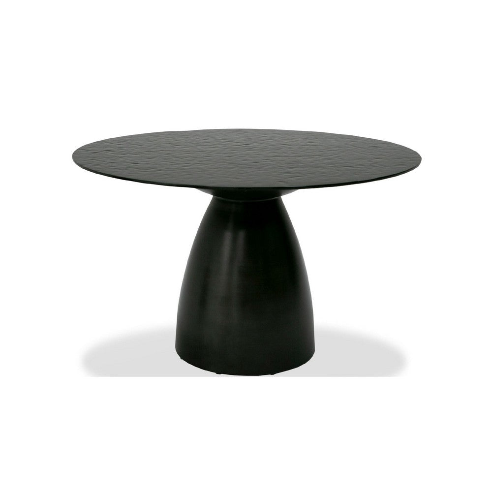Cid Lexi Dining Table | 47’’ Black Wave Glass Top | Brushed Base BM338242