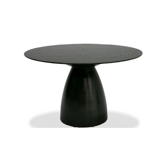 Cid Lexi Dining Table | 47" Black Wave Glass Top | Brushed Base
