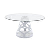 Cid Loku Dining Table | 59" Round Clear Glass Top | White Metal Base