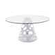 Cid Loku Dining Table | 59" Round Clear Glass Top | White Metal Base