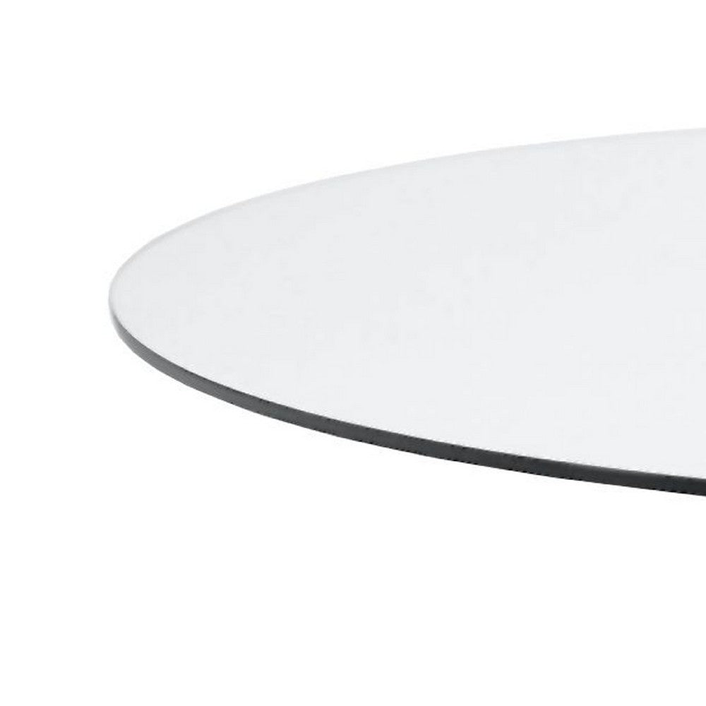 Cid Loku Dining Table | 59" Round Clear Glass Top | White Metal Base