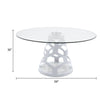Cid Loku Dining Table | 59" Round Clear Glass Top | White Metal Base