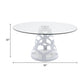 Cid Loku Dining Table | 59" Round Clear Glass Top | White Metal Base
