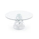 Cid Loku Dining Table | 59" Round Clear Glass Top | White Metal Base