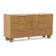 Cid Joya Dresser | 6 Drawers w Gold Handles | Reeded Brown Solid Oak Wood | 57"