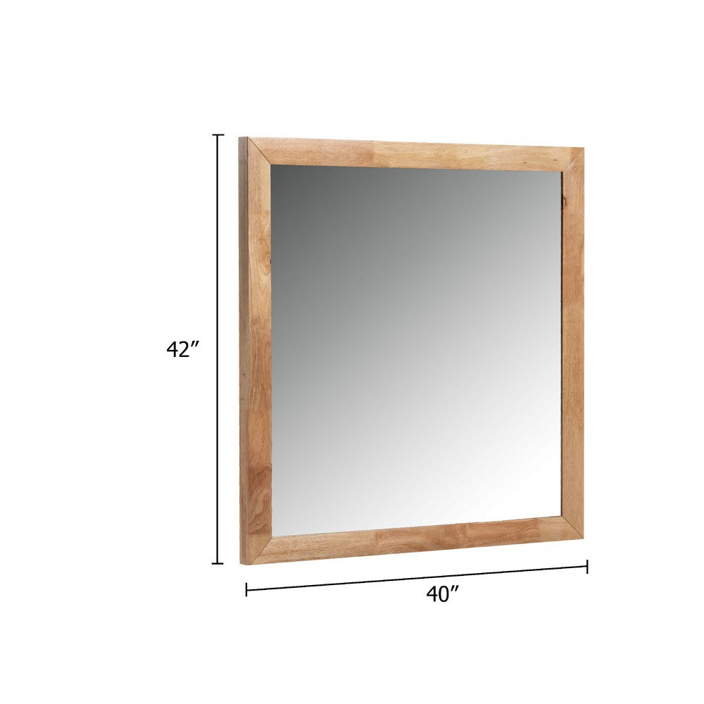 Noe Malia Mirror | 40’’ Rectangular Rubberwood Frame | Natural Brown BM338245