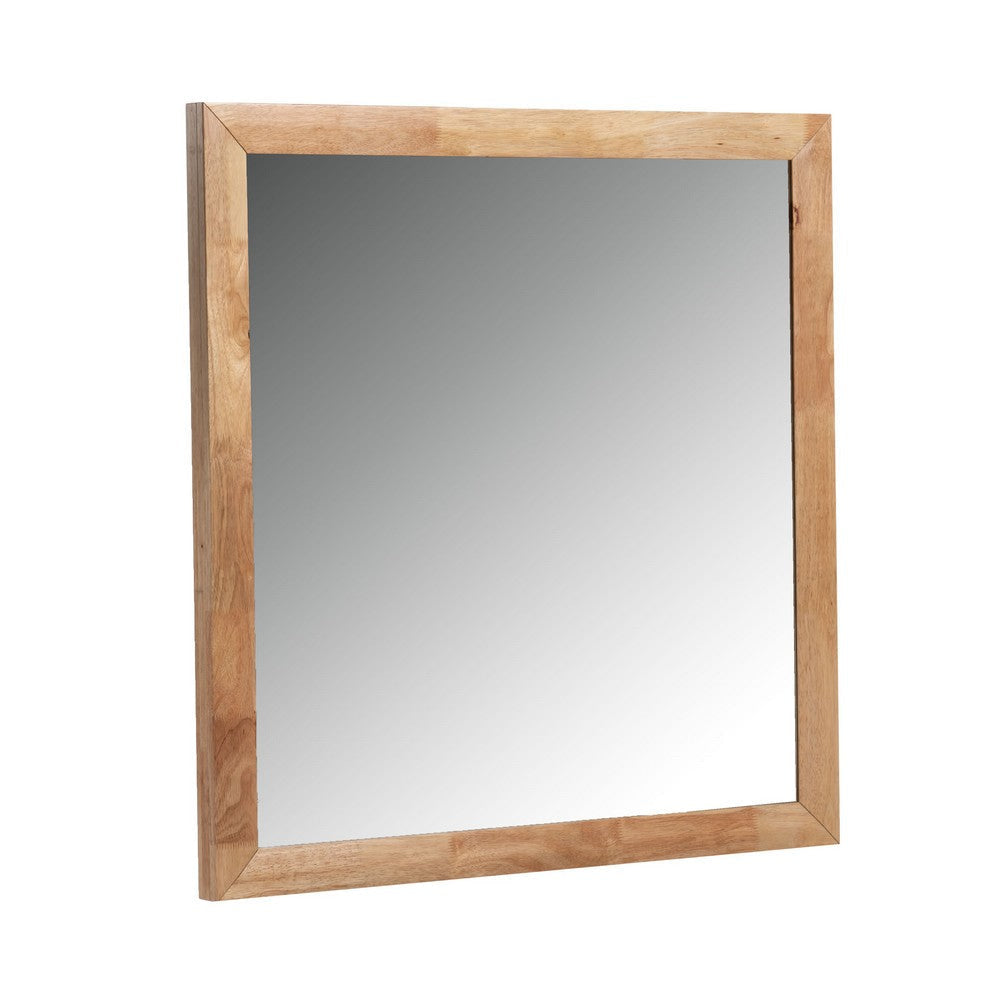 Noe Malia Mirror | 40" Rectangular Rubberwood Frame | Natural Brown