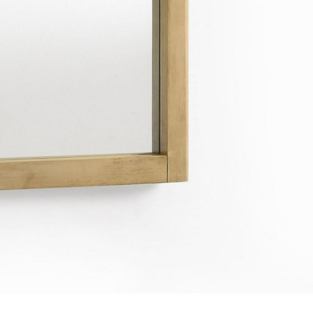 Noe Celia Accent Mirror | 40’’ Square Oak Wood Frame | Brown Finish BM338246