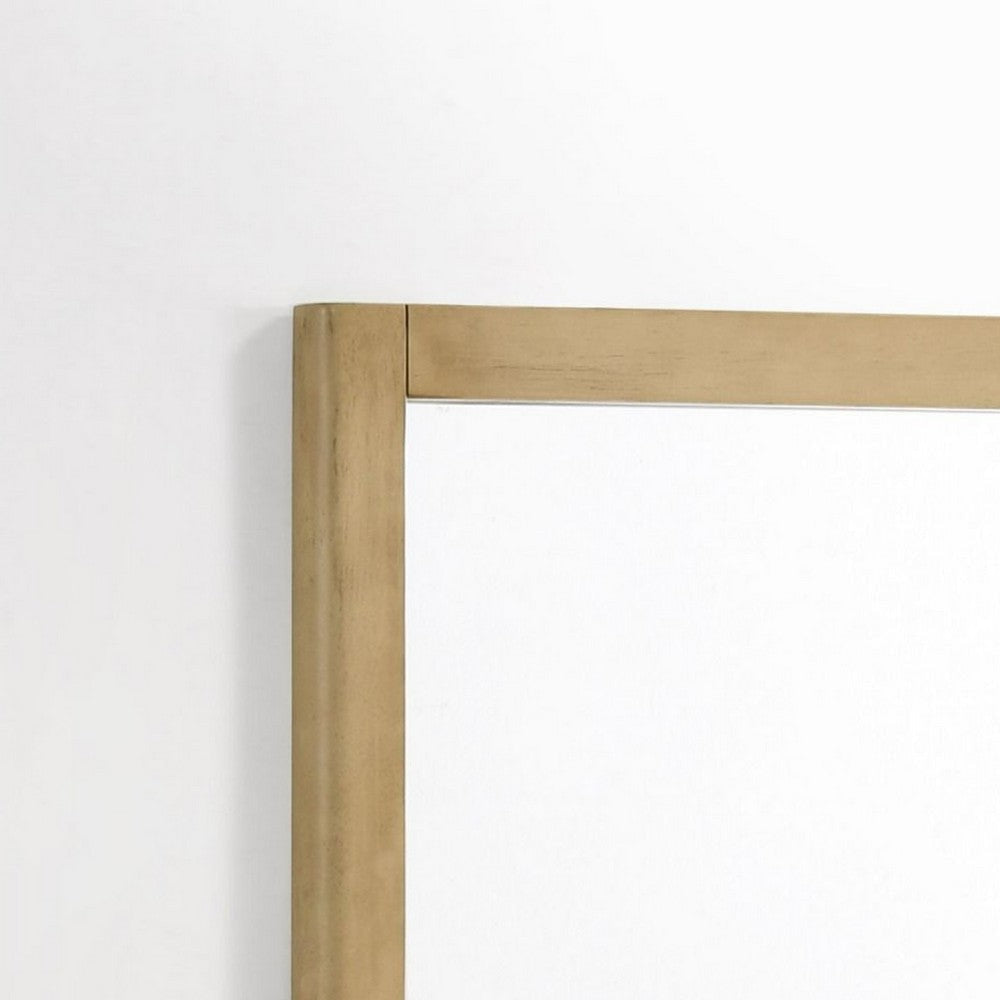 Noe Celia Accent Mirror | 40’’ Square Oak Wood Frame | Brown Finish BM338246