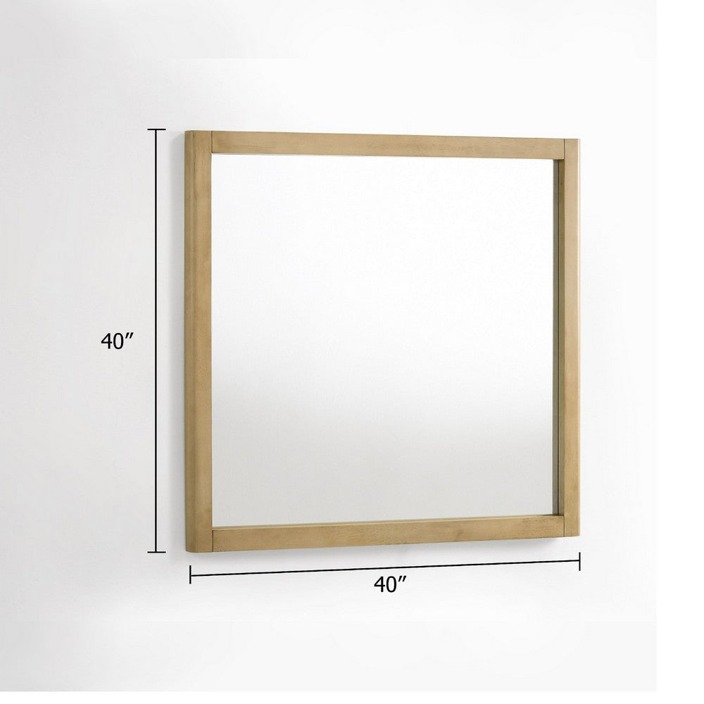 Noe Celia Accent Mirror | 40’’ Square Oak Wood Frame | Brown Finish BM338246