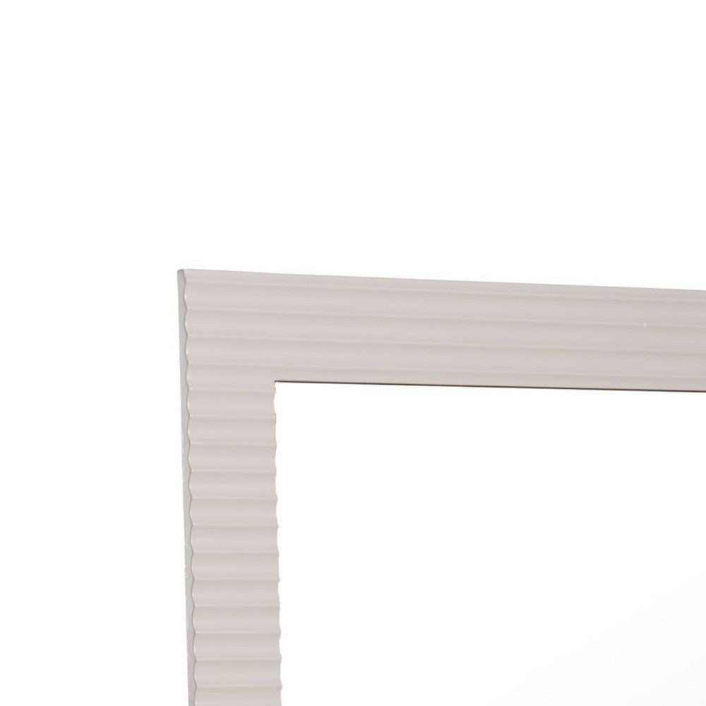 Cid Gino Accent Mirror | 79’’ Beige Wood Frame | Modern Wavy Pattern BM338247
