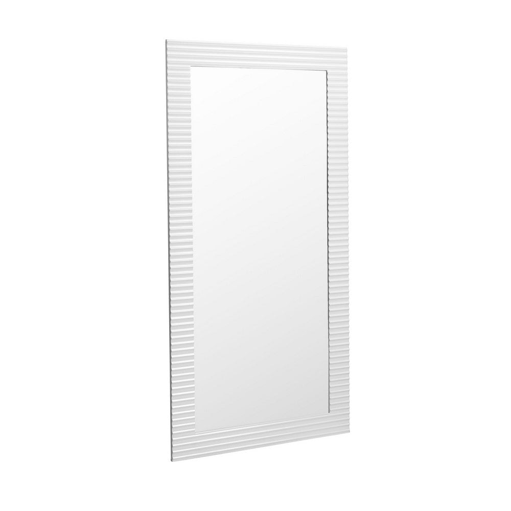 Cid Gino Accent Mirror | 79’’ White Wood Frame | Modern Wavy Pattern BM338248