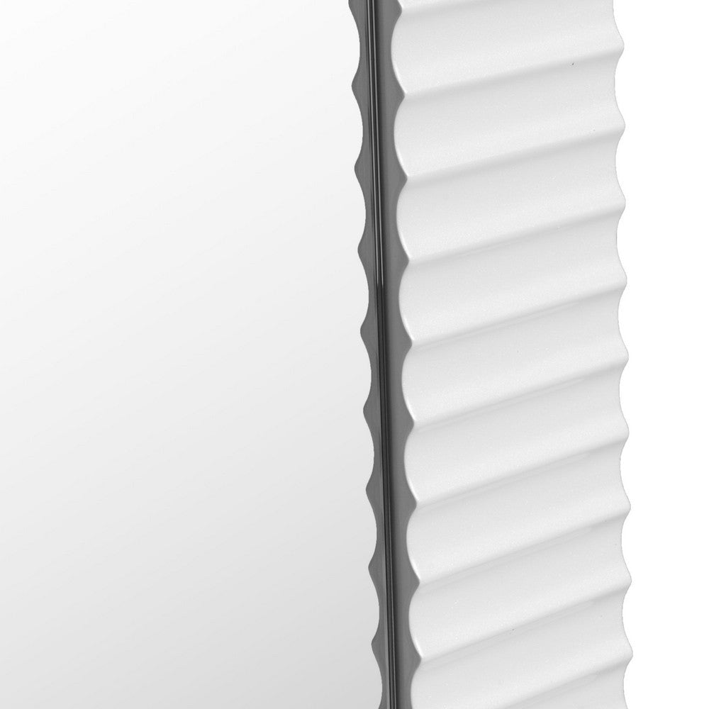 Cid Gino Accent Mirror | 79’’ White Wood Frame | Modern Wavy Pattern BM338248