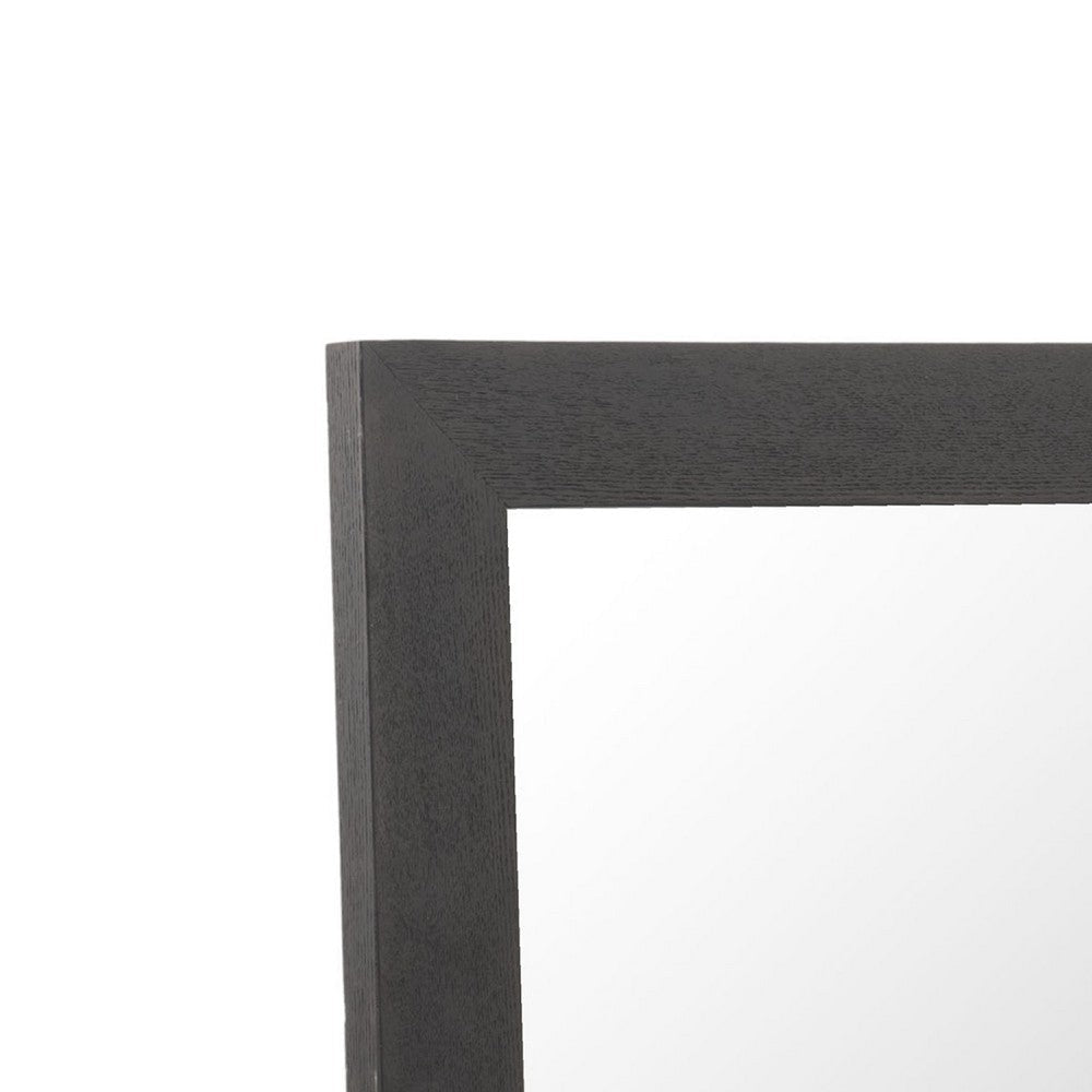Cid Exie Mirror | 39’’ Matte Brown Veneer Frame | Silver Accents BM338249