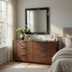 Cid Exie Mirror | 39" Matte Brown Veneer Frame | Silver Accents