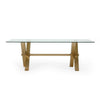 Cid Dogi Dining Table | 87’’ Glass Top | Brushed Gold X-Frame Legs BM338250