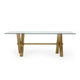 Cid Dogi Dining Table | 87’’ Glass Top | Brushed Gold X-Frame Legs BM338250