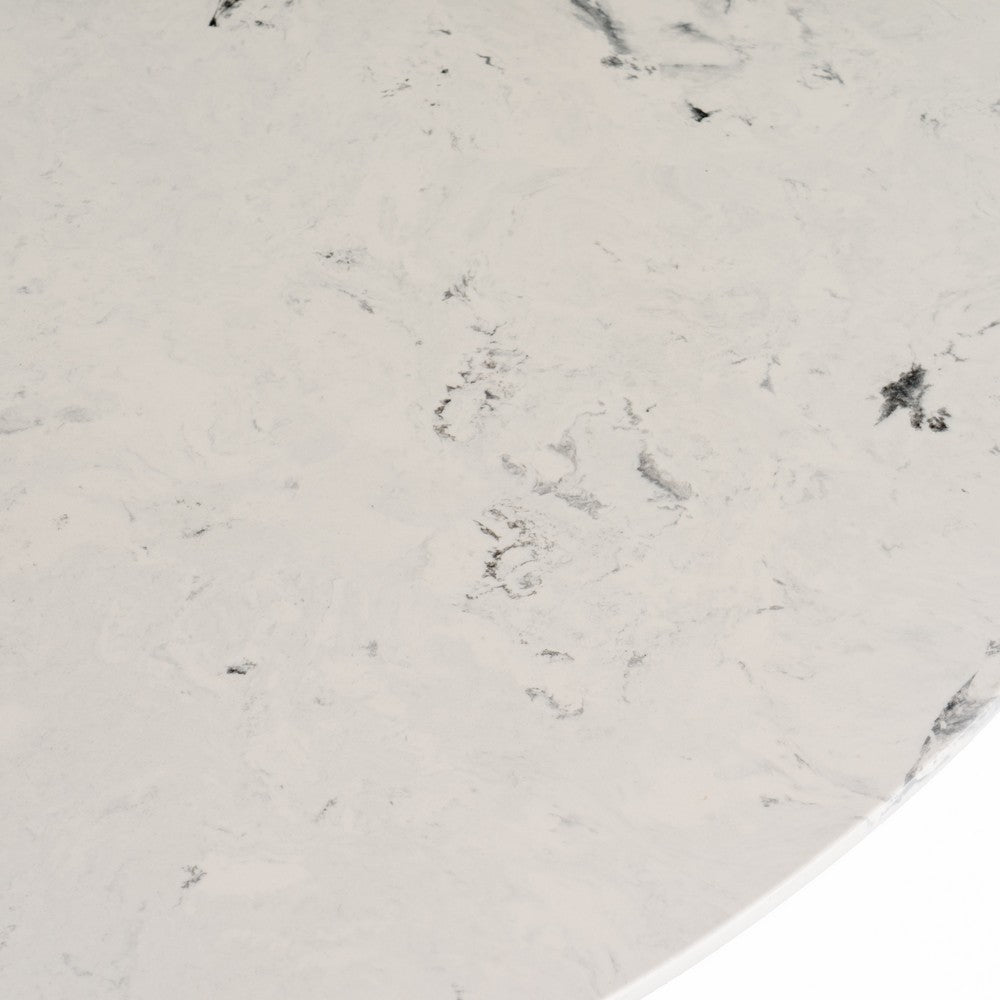 Cid Nono Dining Table | 53" White Marble Top | Walnut Wood Pedestal Base