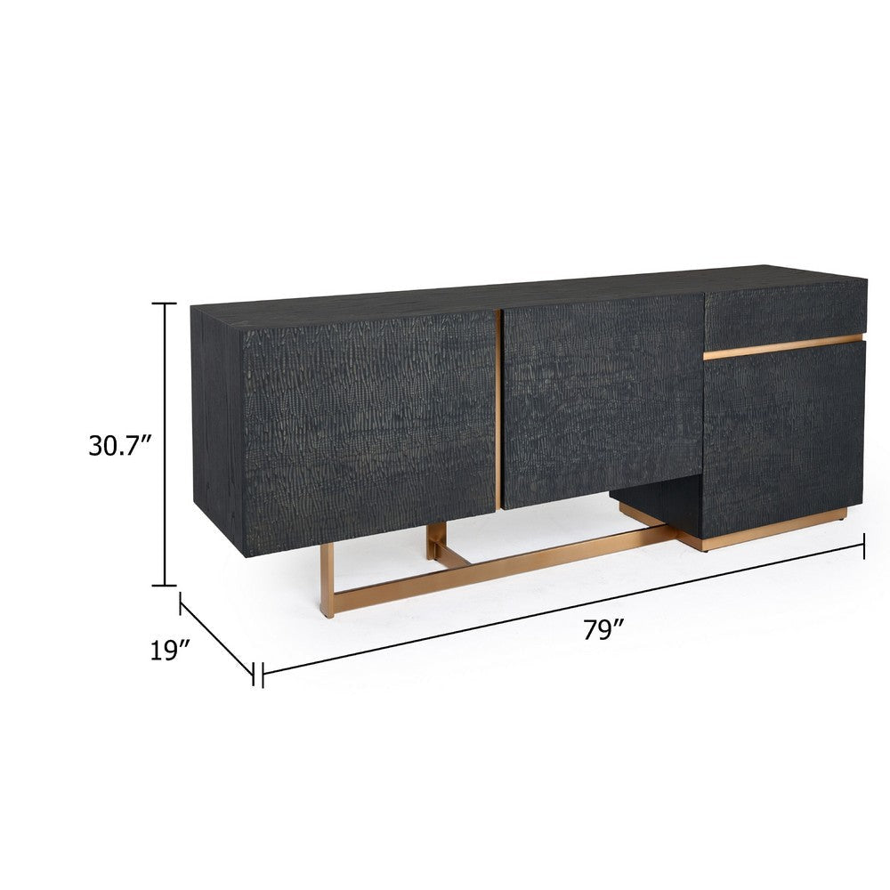 Cid Jim Sideboard Buffet Cabinet | 1 Drawer & 3 Doors | Black | 79’’ BM338252