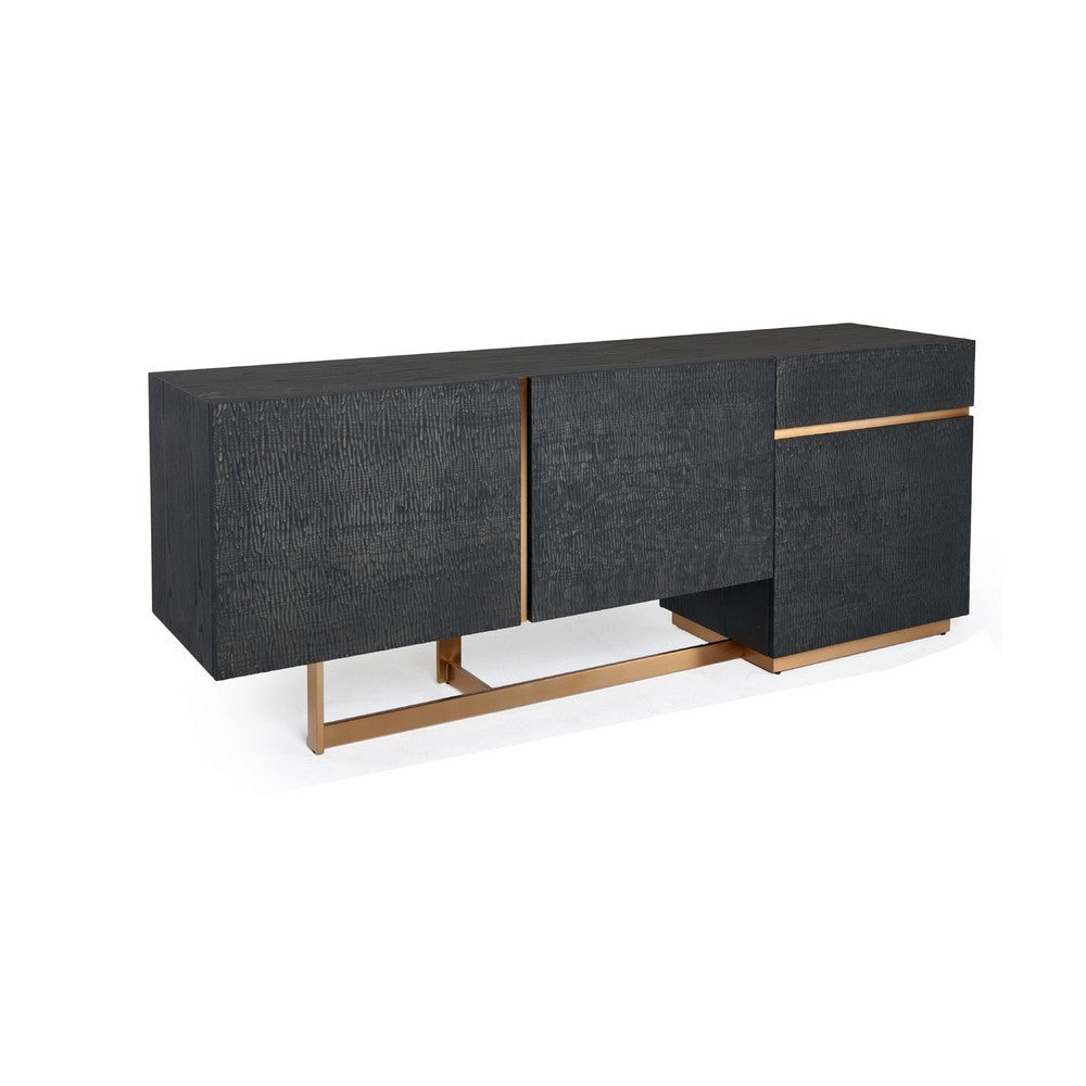 Cid Jim Sideboard Buffet Cabinet | 1 Drawer & 3 Doors | Black | 79"
