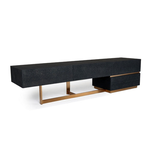 Cid Jim TV Stand Media Entertainment Center | 4 Drawer | Black | Gold | 82"